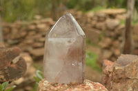 Polished Large Smokey Window Quartz Crystals  x 2 From Akansobe, Madagascar - TopRock