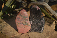 Polished Rhodonite and Chromite Standing Display Free Forms x 2 From Madagascar