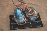 Polished Labradorite Copper Wire Wrapped Pendants  - Sold Per Piece -  From Madagascar - TopRock