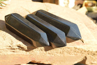 Polished Double Terminated Black Basalt Points  x 3 From Madagascar - TopRock