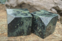 Polished Stromatolite / Kambamba Jasper Cubes (Corners Cut To Stand)  x 3 From Madagascar - TopRock