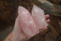 Polished Gemmy Pink Rose Quartz Flames  x 2 From Ambatondrazaka, Madagascar - TopRock