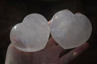 Polished Large Clear Quartz Hearts x 6 From Madagascar