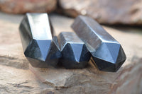 Polished Double Terminated Black Basalt Points  x 3 From Madagascar - TopRock