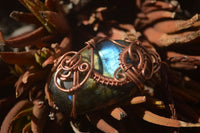 Polished Labradorite Copper Wire Wrapped Pendants  - Sold Per Piece -  From Madagascar - TopRock