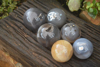 Polished Mixed Agate Spheres  x 6 From Madagascar