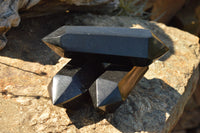 Polished Double Terminated Black Basalt Points  x 3 From Madagascar - TopRock