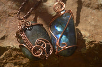 Polished Labradorite Copper Wire Wrapped Pendants  - Sold Per Piece -  From Madagascar - TopRock