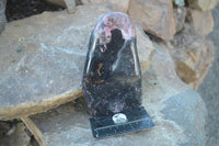 Polished Rhodonite and Chromite Standing Display Free Forms x 2 From Madagascar