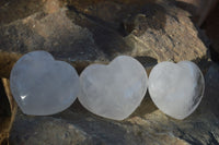 Polished Large Clear Quartz Hearts x 6 From Madagascar