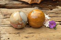 Polished Pair Of Polychrome & Ocean Jasper Spheres  x 2 From Madagascar - TopRock