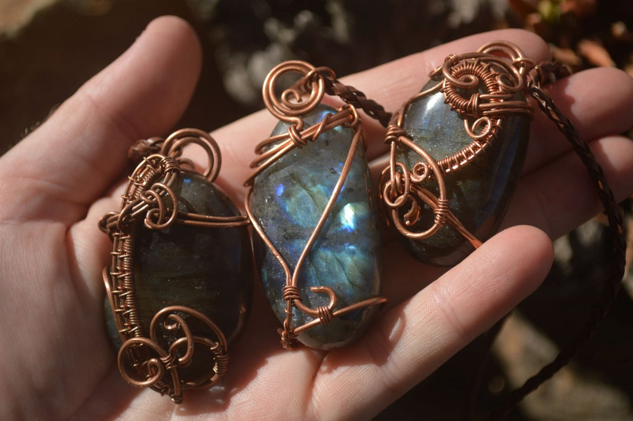 Labradorite Pendant, Wrapped shops in Copper