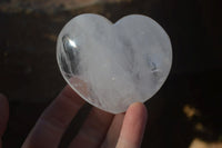 Polished Large Clear Quartz Hearts x 6 From Madagascar