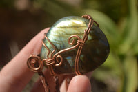 Polished Labradorite Copper Wire Wrapped Pendants  - Sold Per Piece -  From Madagascar - TopRock