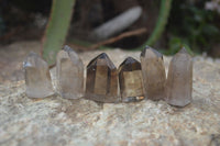 Polished Wispy Phantom Smokey Quartz Points x 35 From Madagascar