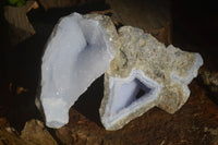 Natural Blue Lace Agate Geode Specimens  x 12 From Nsanje, Malawi