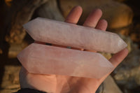 Polished Gemmy Double Terminated Rose Quartz Points x 4 From Ambatondrazaka, Madagascar