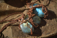 Polished Labradorite Copper Wire Wrapped Pendants  - Sold Per Piece -  From Madagascar - TopRock