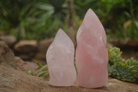 Polished Gemmy Pink Rose Quartz Flames  x 2 From Ambatondrazaka, Madagascar - TopRock