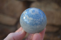 Polished Blue Spotted Spinel Quartz Spheres x 4 From Madagascar