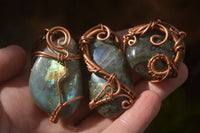 Polished Labradorite Copper Wire Wrapped Pendants  - Sold Per Piece -  From Madagascar - TopRock