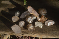 Natural Clear Amethyst & Smokey Brandberg Quartz Crystals x 12 From Brandberg, Namibia