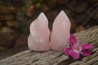 Polished Gemmy Pink Rose Quartz Flames  x 2 From Ambatondrazaka, Madagascar - TopRock