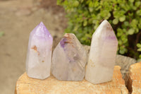 Polished Trio Of Amethyst Window Quartz Points  x 3 From Ankazobe, Madagascar - TopRock