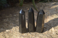 Polished Black Basalt Points  x 12 From Antsirabe, Madagascar