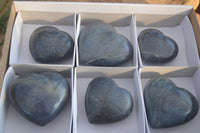 Polished  Blue Lazulite Gemstone Hearts  x 6 From Madagascar