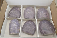 Polished Purple Lepidolite Standing Free Forms  x 6 From Madagascar