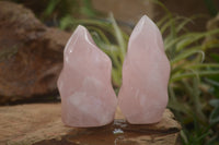 Polished Gemmy Pink Rose Quartz Flames  x 2 From Ambatondrazaka, Madagascar - TopRock