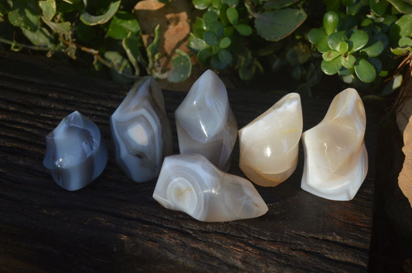 Polished Lovely Selection Of Agate Flame Sculptures x 6 From Madagascar