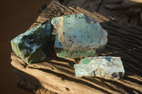 Natural Drusy Chrysocolla & Malachite Dolomite Specimens x 3 From Kakanda, Congo