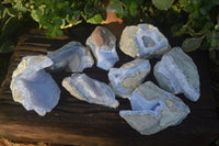 Natural Blue Lace Agate Geode Specimens  x 9 From Nsanje, Malawi - Toprock Gemstones and Minerals 