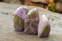 Polished Purple Stichtite & Green Serpentine Standing Free Forms  x 3 From Barberton, South Africa - TopRock