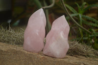 Polished Gemmy Pink Rose Quartz Flames  x 2 From Ambatondrazaka, Madagascar - TopRock