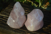 Polished Pink Rose Quartz Flame Sculptures  x 3 From Madagascar - Toprock Gemstones and Minerals 