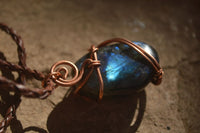 Polished Labradorite Copper Wire Wrapped Pendants  - Sold Per Piece -  From Madagascar - TopRock