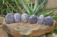 Polished Purple Lepidolite Standing Free Forms  x 6 From Madagascar