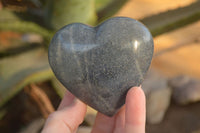 Polished  Blue Lazulite Gemstone Hearts  x 6 From Madagascar