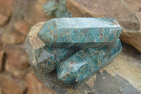 Polished Blue Apatite Points  x 4 From Madagascar - TopRock