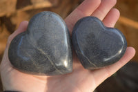 Polished  Blue Lazulite Gemstone Hearts  x 6 From Madagascar