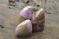 Polished Purple Stichtite & Green Serpentine Standing Free Forms  x 3 From Barberton, South Africa - TopRock