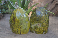 Polished Green Opal Standing Free Forms  x 2 From Antsirabe, Madagascar - Toprock Gemstones and Minerals 