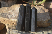 Polished Black Basalt Points  x 12 From Antsirabe, Madagascar