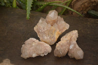 Natural Cascading Smokey Quartz Clusters x 3 From Luena, Congo