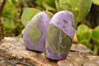 Polished Purple Stichtite & Green Serpentine Standing Free Forms  x 3 From Barberton, South Africa - TopRock