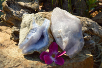 Natural Blue Lace Agate Geode Specimens  x 2 From Malawi - TopRock