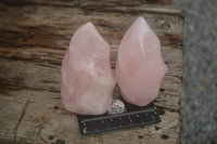 Polished Gemmy Pink Rose Quartz Flames  x 2 From Ambatondrazaka, Madagascar - TopRock